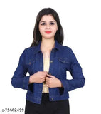 Classic modern denim jacket for women & girls, premium cotton blend, long sleeves, all-day comfort