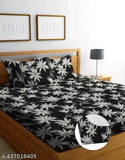 Attractive double cotton bedsheet with botanical print, fits 8" mattress & includes 2 pillow covers - Vidhya Decor