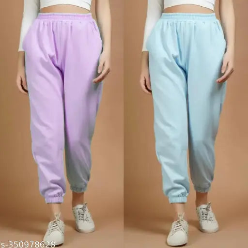 Light lavender jogging pants, elastic waist, two pockets