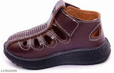 Brown open-toe children's sandals, leather soles, casual daily wear