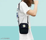 Black flower crossbody bag with fanny pack strap, 13 compartments