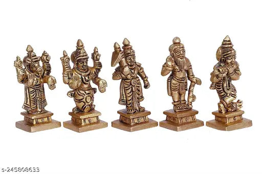 Brass Dashavatara idol set, ten incarnations of Lord Vishnu, brass god statues, Indian temple decor, 60 cm height