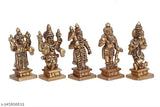 Brass Dashavatara idol set, ten incarnations of Lord Vishnu, brass god statues, Indian temple decor, 60 cm height