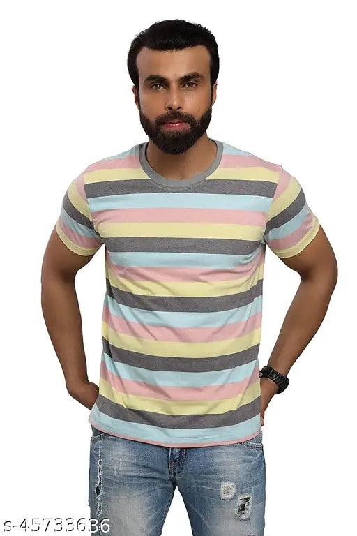 Multi-colored CRAZI9 men's cotton blend graphic print round neck regular fit half sleeve t-shirt - vibrant design on soft fabric