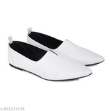 White synthetic formal bellies by KIRAVI - slip-on design, perfect for western outfits, synthetic sheet sole