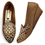Lightweight synthetic bellies, embellished ballet wedges for women, India origin