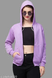 Lavender fleece full sleeve jacket for women, premium quality, cozy hoodie