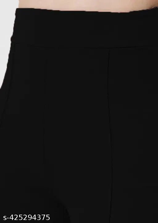 Black women's high-rise bootcut trousers, 100% cotton, bell bottoms