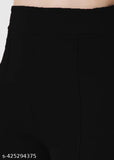 Black women's high-rise bootcut trousers, 100% cotton, bell bottoms
