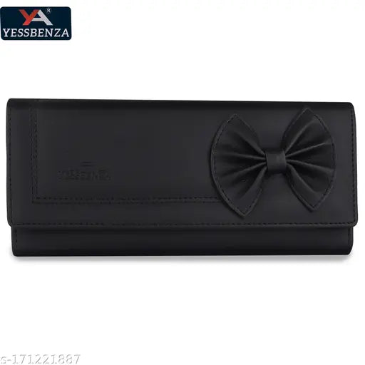Black two-fold wallet, multiple card slots, trendy design