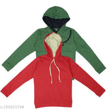 MYO Boy's Full Sleeve Cotton Blend Hooded Neck Comfortable Solid Hoodie Sweatshirt Pack of 2