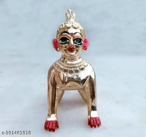Brass Indian god idol, Krishna and Radha Rani (Shri Ji Mathura Baal version), approx. 130g, 1.5cm x 1.5cm x 1.5cm