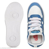 Lightweight casual sneakers for kids, blue and white synthetic upper with laces