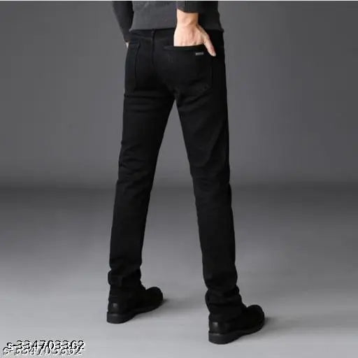 Black denim jeans for slim boys, mid-rise, five pockets, original Indian manufacturing