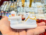 White marble Shivling and Nandi statues for home decor & car dashboard - Detailed, traditional craftsmanship, intricate design, symbolizing devotion to Lord Shiva