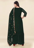 Dark green embroidered kurta set with full inner lining for women and girls