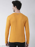 Mustard men's long-sleeve V-neck cotton T-shirt, lightweight and breathable for summer