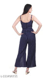 Striped rayon jumpsuit for women, one piece with adjustable straps and loose fit, available in sizes M, L, XL