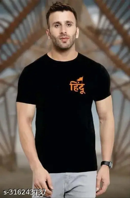 Hindu Tshirt 3, printed polyester short-sleeve, vibrant Indian design for men's S/M/L/XL sizes