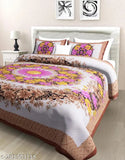 Brown Jaipuri print double bedsheet, premium quality Poorak cotton with 104 thread count for comfortable sleep