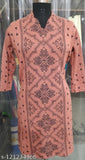 Red embroidered long sleeves dress with floral pattern