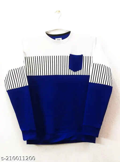 Colorblocked lycra round neck full sleeve with pocket, popcorn hued casual wear for men or women, fashionable athletic clothing on display