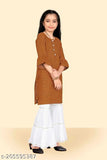 Viscose rayon straight kurta sets in solid patterns, suitable for children aged 5-13 years, India-made fashion