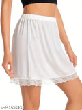 Soft cotton blend lace trim slip skirt extender for women, comfortable, breathable, and stretchy with elastic waistline and side slit design, great under any outfit