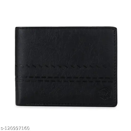 Textured PU leather slim wallet, faux leather men's bi-fold with detachable card slot and extra chain pocket, stylish design for modern and sophisticated use