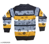 Purple and yellow colorblocked woolen kids sweaters set, long sleeves for boys ages 3-12, Indian handcraft