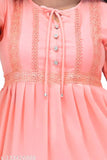 Peach chiffon dress with button detailing