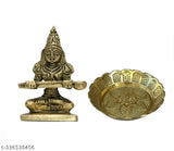 Traditional brass Annapurna Mata goddess idol, ornate detailing, home decor, Indian deity