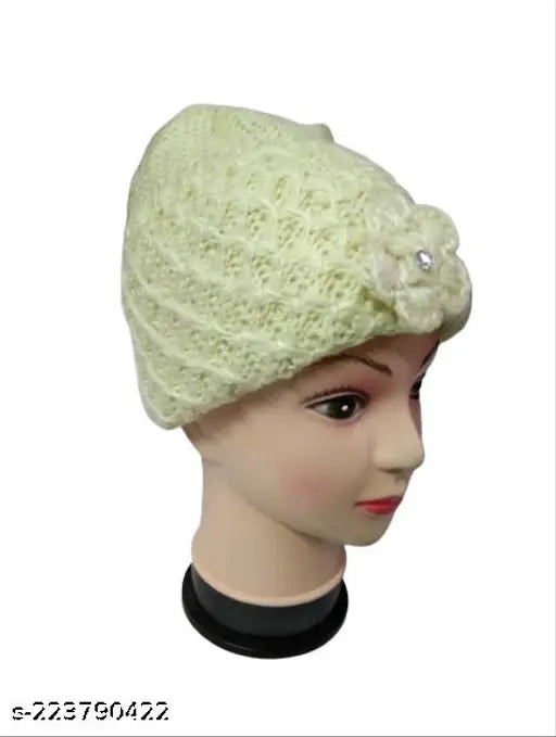Winter beanie with pompom in white and navy colors, knitted from soft wool, pack of 2