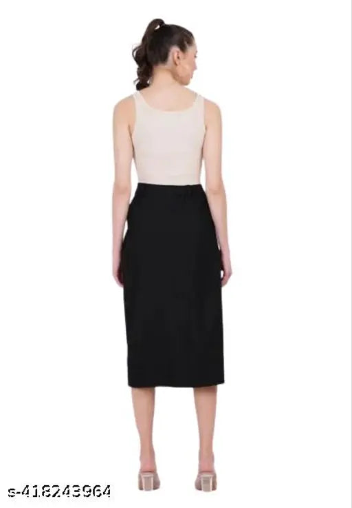 Black denim girls' skirt, plain style with standard sizing for waist and hips