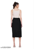 Black denim girls' skirt, plain style with standard sizing for waist and hips