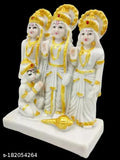 White marble Ram Darbar (6 inch) - Ornate religious figure for home decor or Pooja room, made with Polyresin