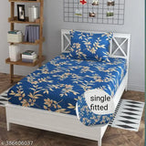 Soft glace cotton botanical fitted bedsheet set, ideal for summer, from M/S KETAN TEXTILE. Includes one pillow cover