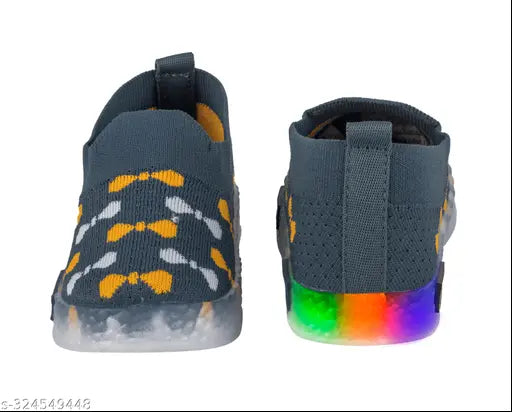 Grey and black knitted shoes for kids aged 14 years