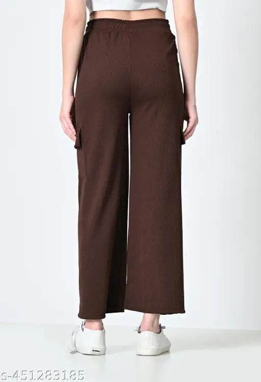 Trendy solid cotton blend 4-pocket cargo pants combo (2pcs), high waist, XS-XXL, India origin