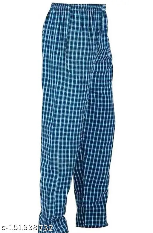 Cotton pajamas in blue checkered pattern, suitable for men or women, pack of 3