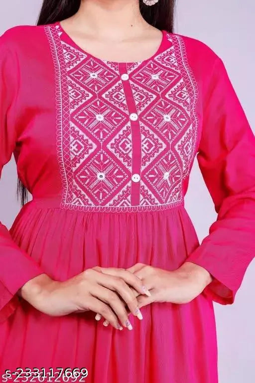 Rayon long-sleeve solid creap embroidery, high-quality Indian clothing item on hanger