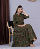 Black cotton cambric three-quarter sleeve kurti with printed floral design, Pristyle brand. Model wears M size