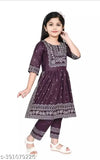 Printed nayra set for kids girls, Leone cotton A-line dhoti pants with three-quarter sleeves, various sizes available from 0-1 years to 10-11 years