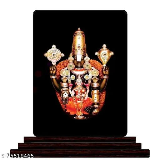 DarkWood Venkateswara Idol Showpiece, premium printed & waterproof, perfect for car dashboard or home decor