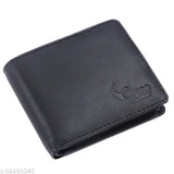Black soft leather men's wallet, 6 card slots, genuine leather, hand-stitched, Indian craftsmanship