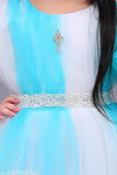 Knee length net party dress, embroidered for birthday girl, cotton blend fabric, comfortable fit