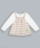 Light brown checkered dungaree with full-sleeve cotton t-shirt: durable, breathable, and comfortable kid's playwear from India