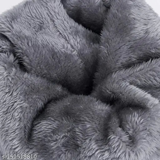 Gray wool beanie, fuzzy texture, unisex winter cap for men and women