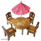 Wooden mini dining table for kids, handcrafted Indian artifact for toddlers aged 3