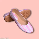 Synthetic rainbow striped ballerinas, closed back and durable, Indian sizes 3-8